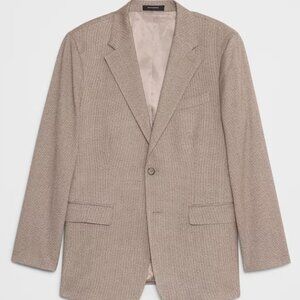 Banana Republic Factory Tailored-Fit Houndstooth Suit Jacket, Taupe, 42S, EUC